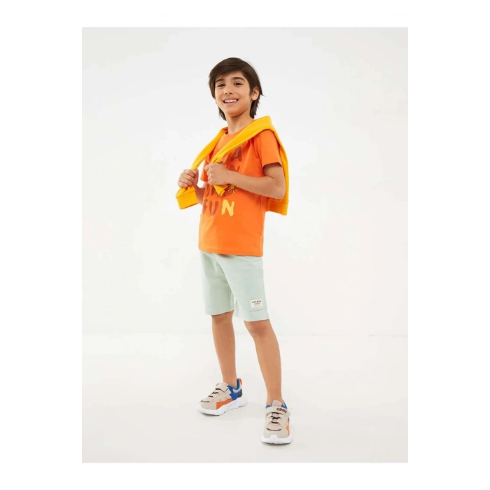 LCW Kids Yeşil Beli Lastikli Basic Erkek Çocuk Şort
