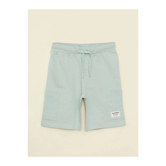 LCW Kids Yeşil Beli Lastikli Basic Erkek Çocuk Şort