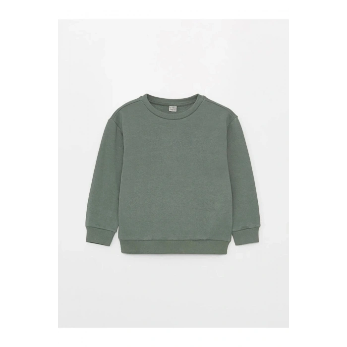 LCW Kids Yeşil Bisiklet Yaka Basic Uzun Kollu Kız Çocuk Sweatshirt