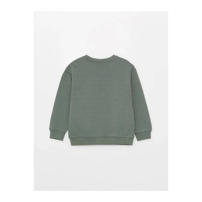 LCW Kids Yeşil Bisiklet Yaka Basic Uzun Kollu Kız Çocuk Sweatshirt