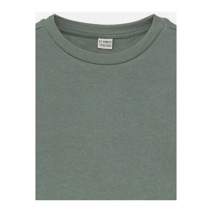 LCW Kids Yeşil Bisiklet Yaka Basic Uzun Kollu Kız Çocuk Sweatshirt