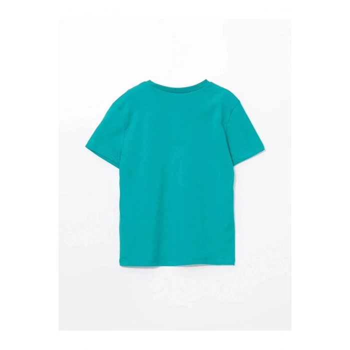 LCW Kids Yeşil Bisiklet Yaka Baskılı Erkek Çocuk Tişört