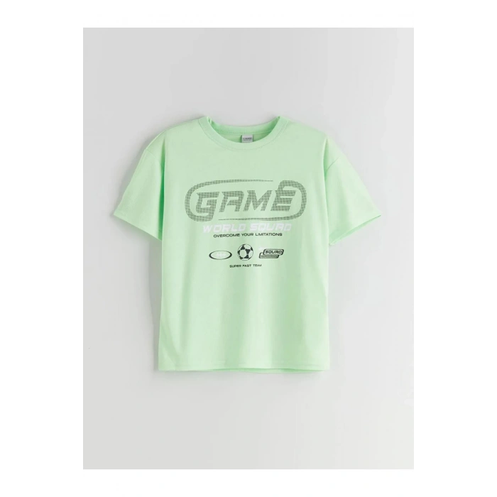 LCW Kids Yeşil Bisiklet Yaka Erkek Çocuk Tişört ve Şort