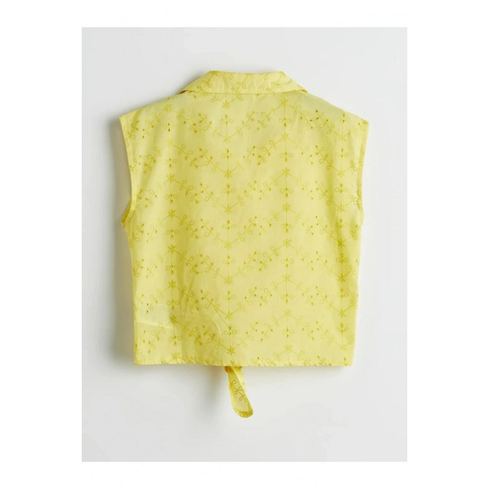 LCW Kids Yeşil Fisto Detaylı Kız Çocuk Gömlek