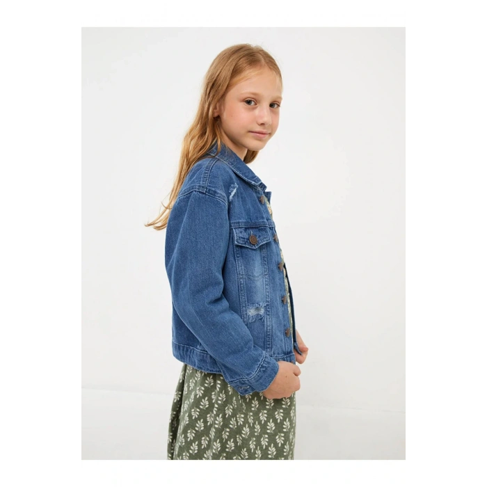 LCW Kids Yırtık Detaylı Kız Çocuk Jean Ceket