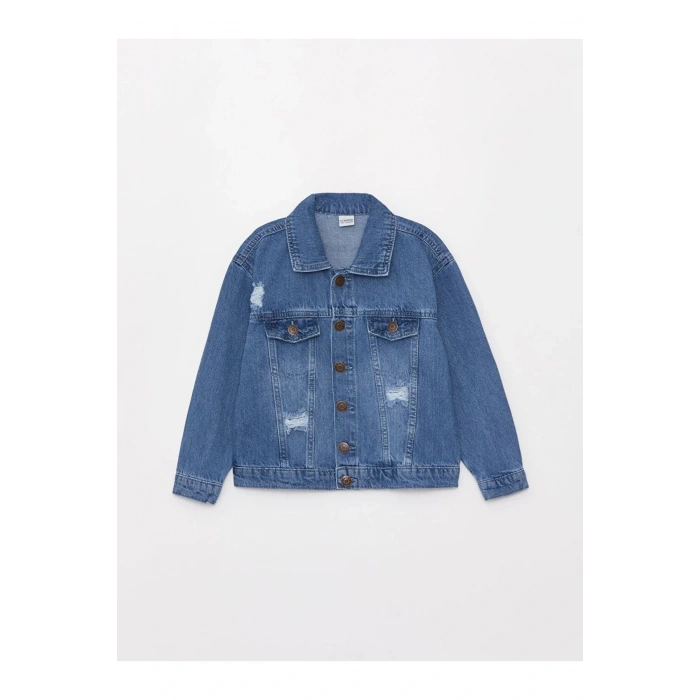 LCW Kids Yırtık Detaylı Kız Çocuk Jean Ceket