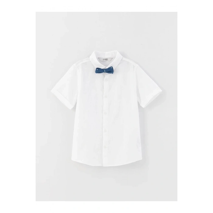 LCW KidsBeyaz Basic Kısa Kollu Erkek Çocuk Gömlek Ve Papyon
