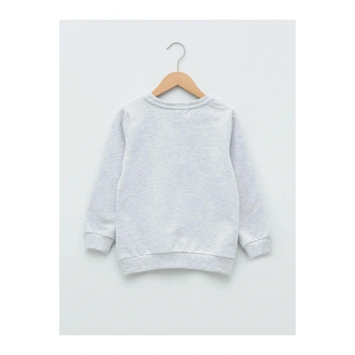 LCW KidsGri Bisiklet Yaka Baskılı Uzun Kollu Erkek Çocuk Sweatshirt