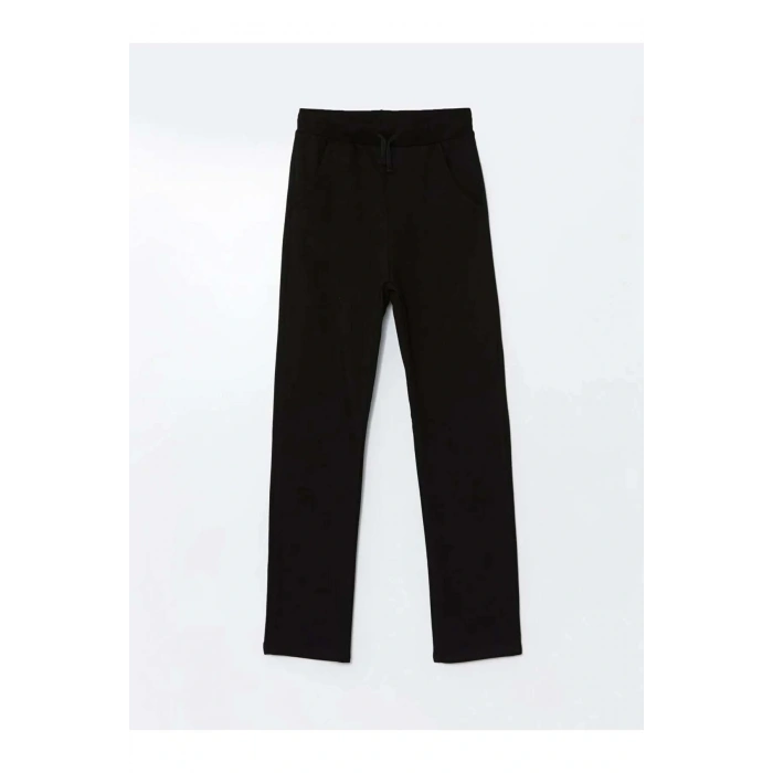 LCW KidsSiyah Beli Lastikli Kız Çocuk Kalın Jogger Eşofman Altı