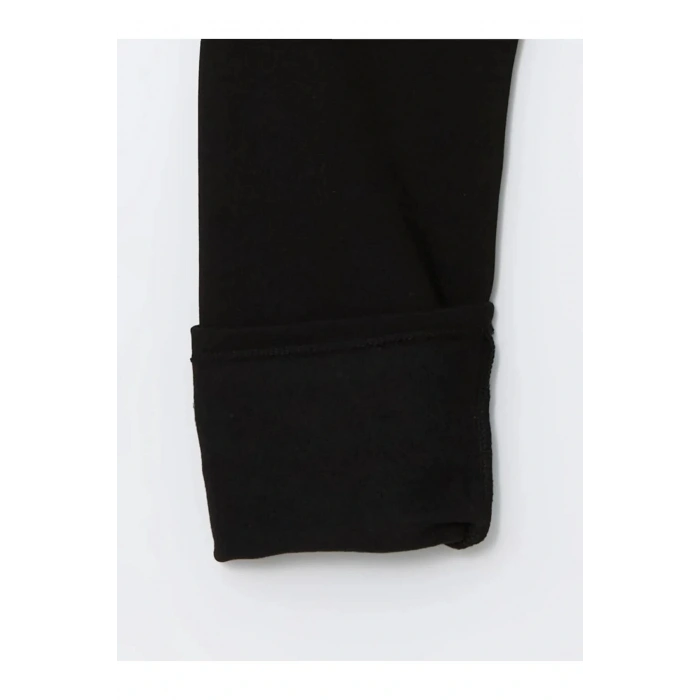 LCW KidsSiyah Beli Lastikli Kız Çocuk Kalın Jogger Eşofman Altı