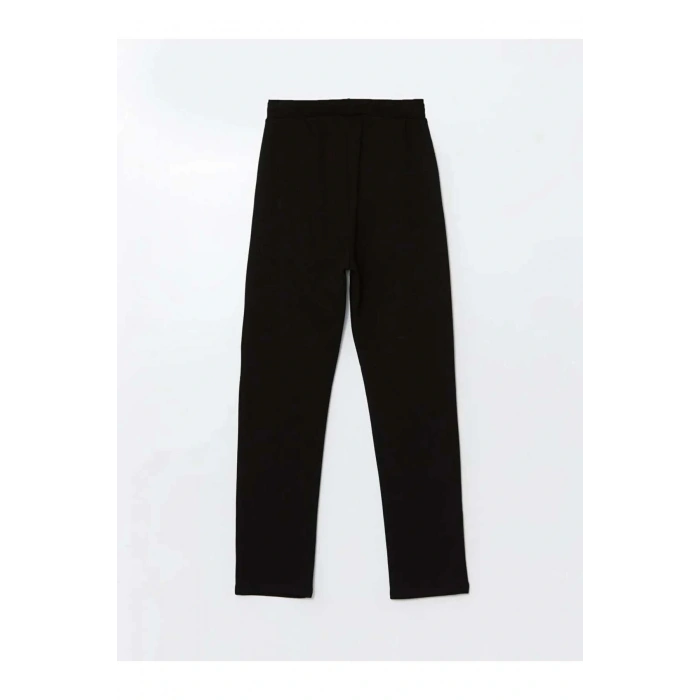 LCW KidsSiyah Beli Lastikli Kız Çocuk Kalın Jogger Eşofman Altı