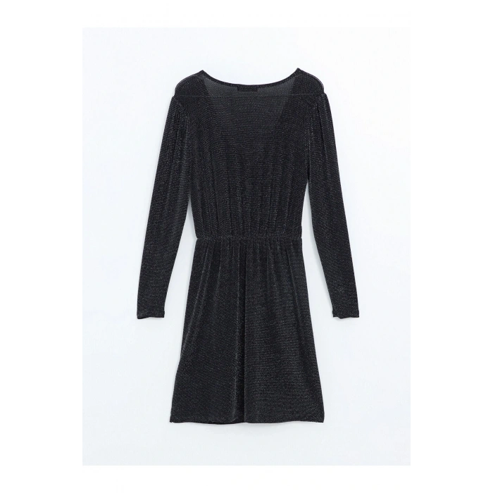 LCW Kruvaze Yaka Parlak Görünümlü Kadın Elbise