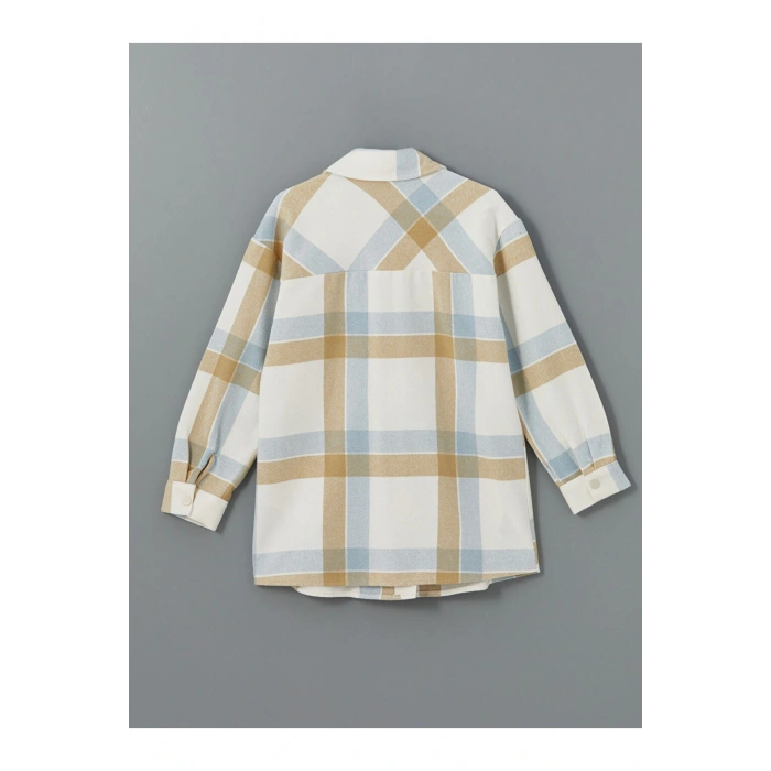 LCW Modest Açık Mavi Ekoseli Ekose Oversize Kadın Gömlek Tunik