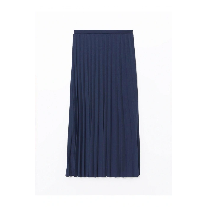 LCW Modest  Beli Lastikli Düz Krep Kadın Pileli Etek