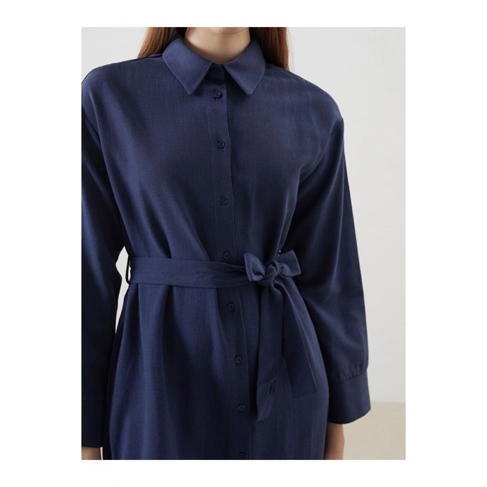 LCW Modest Keten Karışımlı Kadın Gömlek Elbise