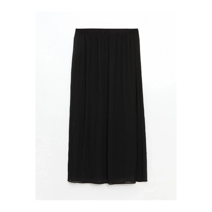 LCW Modest Siyah Beli Lastikli Dokulu Kadın Etek