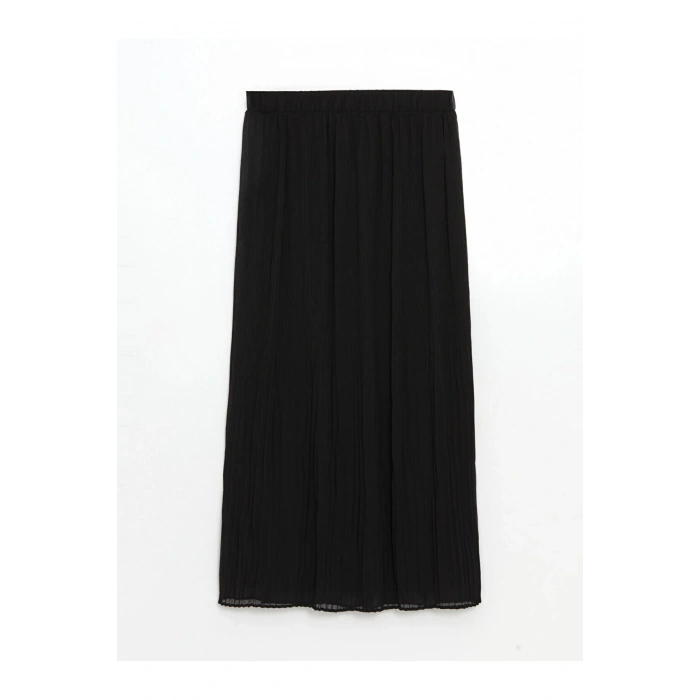 LCW Modest Siyah Beli Lastikli Dokulu Kadın Etek