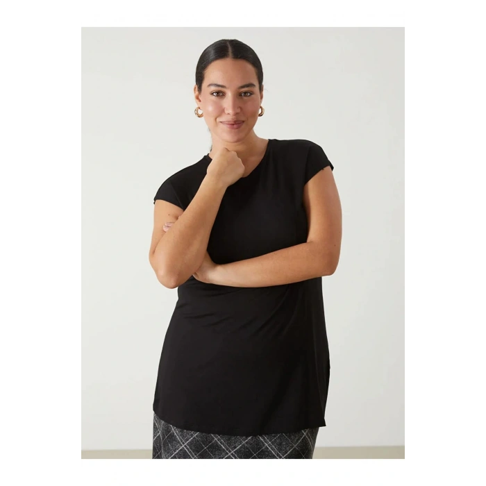 LCW Modest Siyah Bisiklet Yaka Kadın Tunik