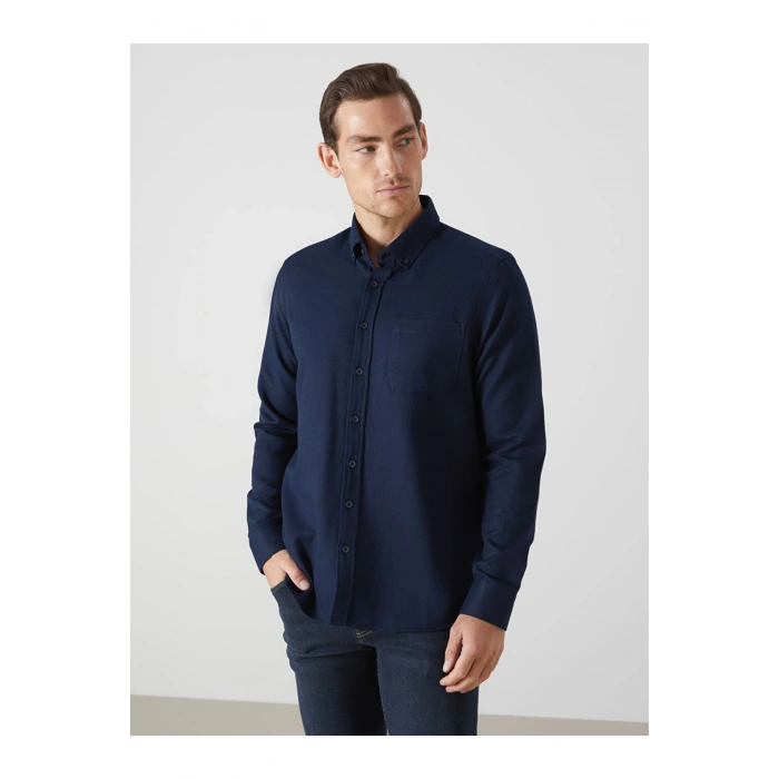 LCW Regular Fit Uzun Kollu Armürlü Erkek Gömlek