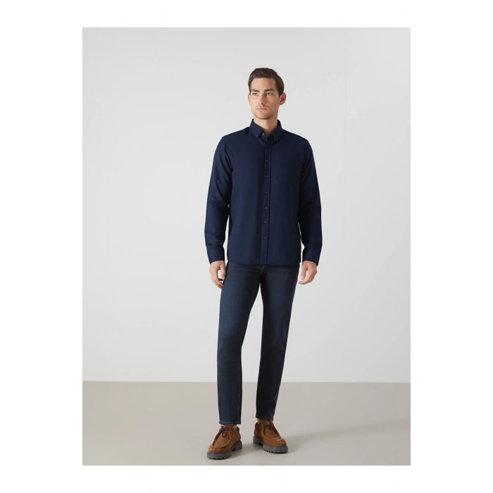 LCW Regular Fit Uzun Kollu Armürlü Erkek Gömlek