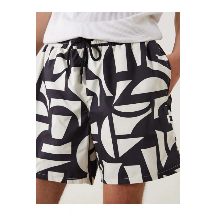 LCW SWIMWEAR Siyah Kısa Boy Desenli Erkek Deniz Şortu