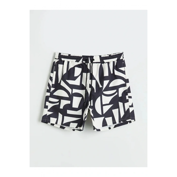 LCW SWIMWEAR Siyah Kısa Boy Desenli Erkek Deniz Şortu