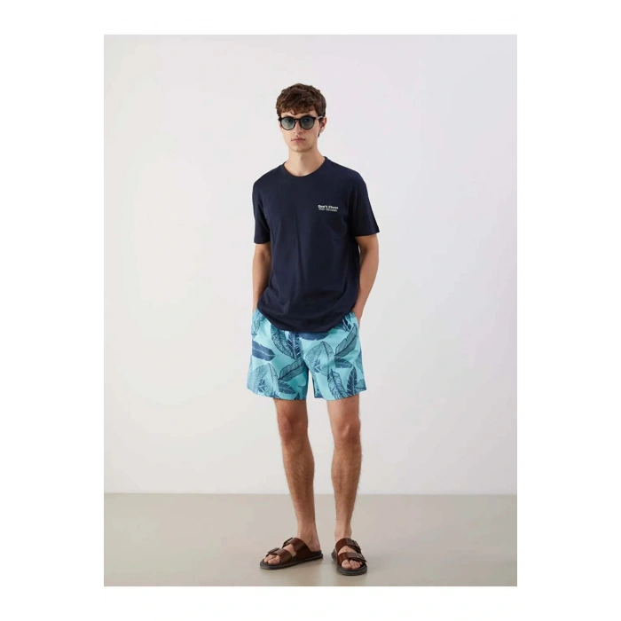 LCW SWIMWEAR Turkuaz Kısa Boy Desenli Erkek Deniz Şortu