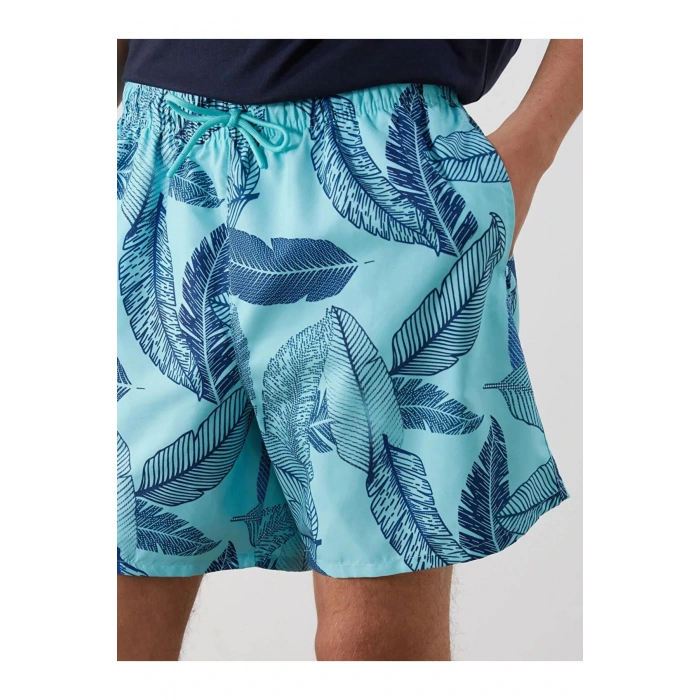 LCW SWIMWEAR Turkuaz Kısa Boy Desenli Erkek Deniz Şortu