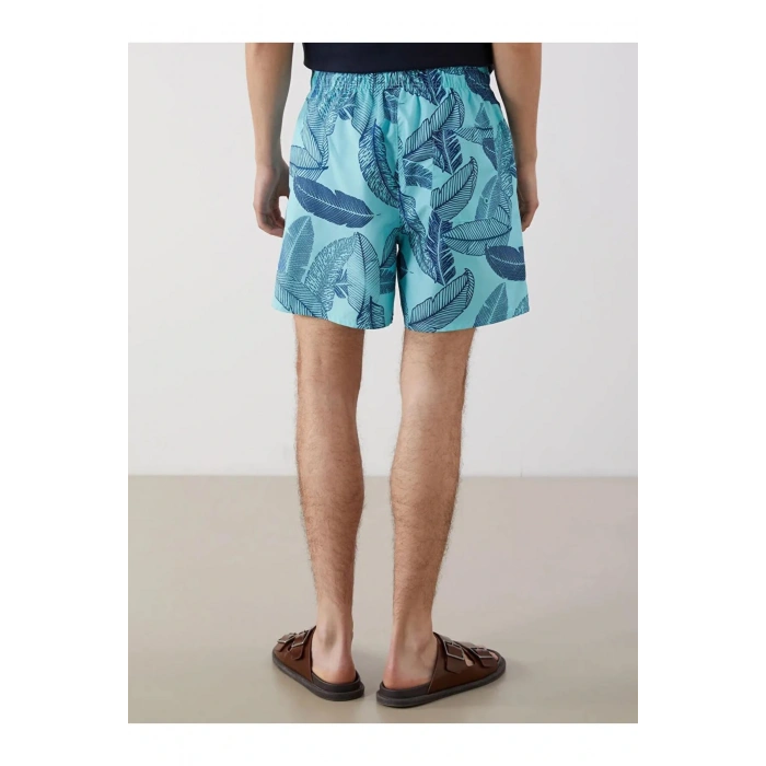 LCW SWIMWEAR Turkuaz Kısa Boy Desenli Erkek Deniz Şortu
