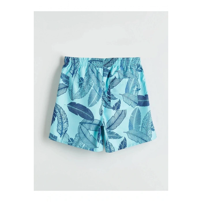 LCW SWIMWEAR Turkuaz Kısa Boy Desenli Erkek Deniz Şortu