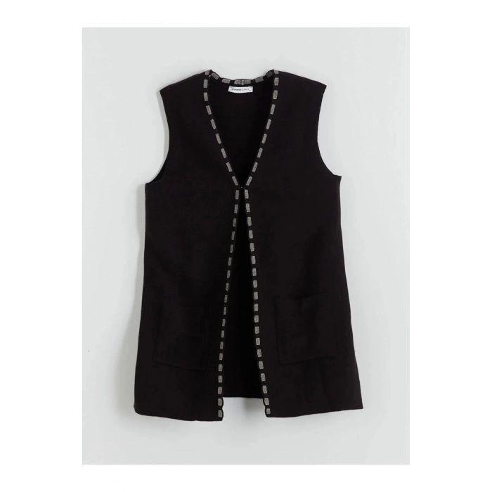 LCW V Yaka Desenli Kadın Triko Yelek (W5)