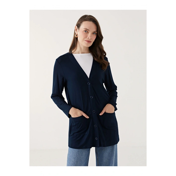 LCW V Yaka Düz Uzun Kollu Kadın Hırka