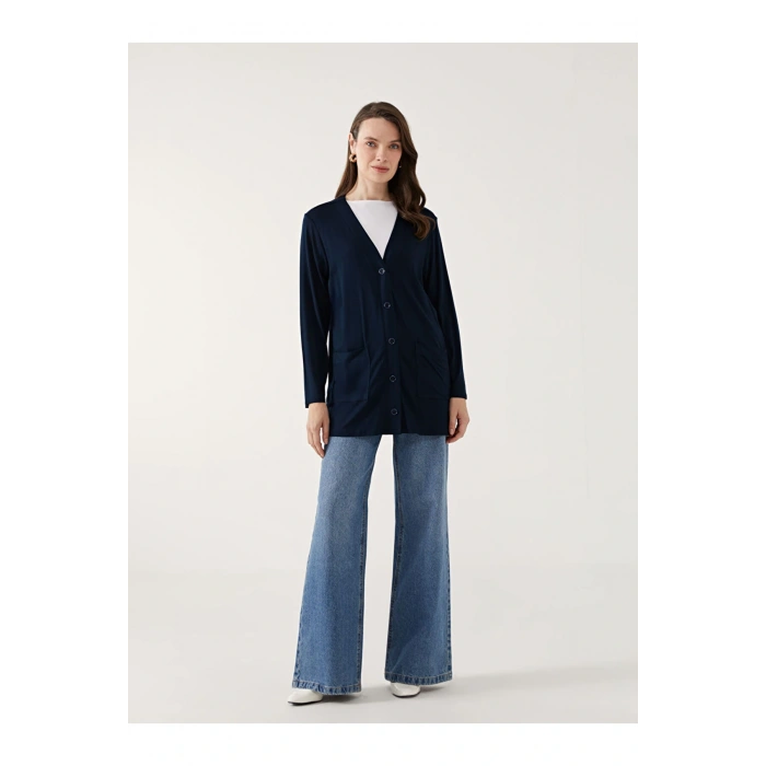 LCW V Yaka Düz Uzun Kollu Kadın Hırka