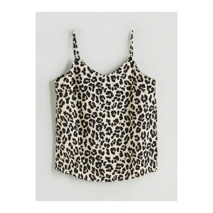 LCW V Yaka Leopar Desenli Askılı Bluz