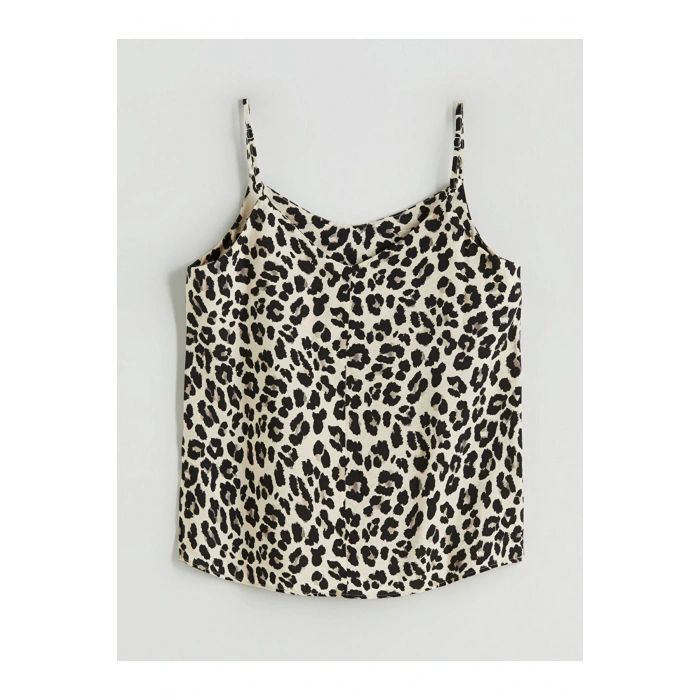 LCW V Yaka Leopar Desenli Askılı Bluz