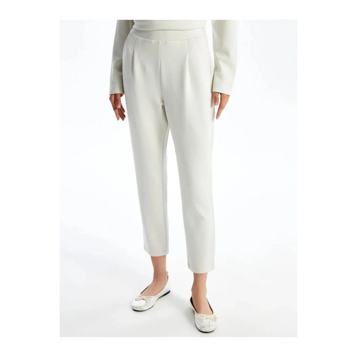 LCW Vision Bej Beli Lastikli Kadın Pantolon