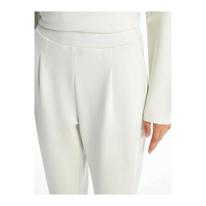 LCW Vision Bej Beli Lastikli Kadın Pantolon