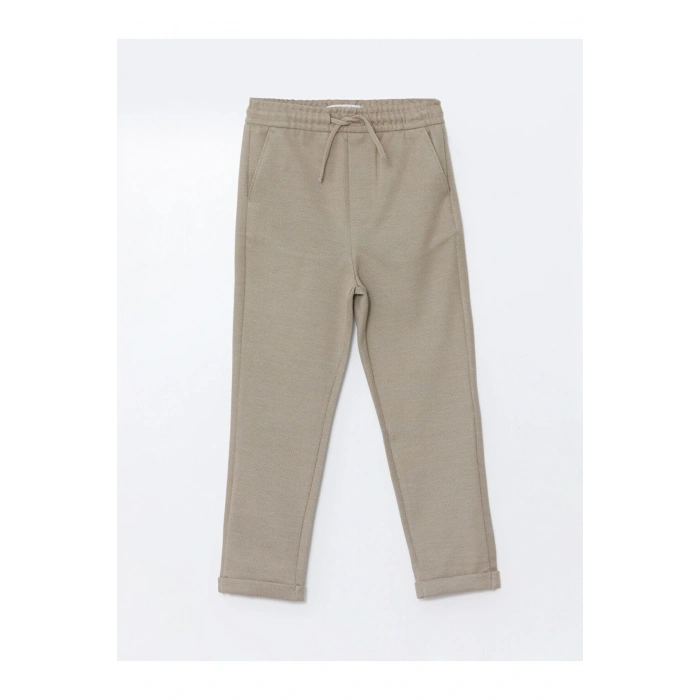 LCW Vision Bej Beli Lastikli Slim Fit Erkek Çocuk Pantolon