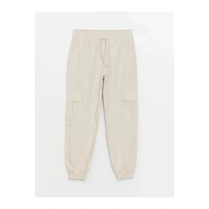 LCW Vision Bej Kadın Beli Lastikli Düz Jogger Pantolon