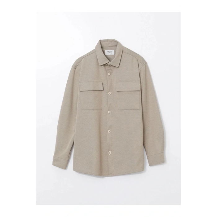 LCW Vision Bej Regular Fit Uzun Kollu Erkek Gömlek Ceket