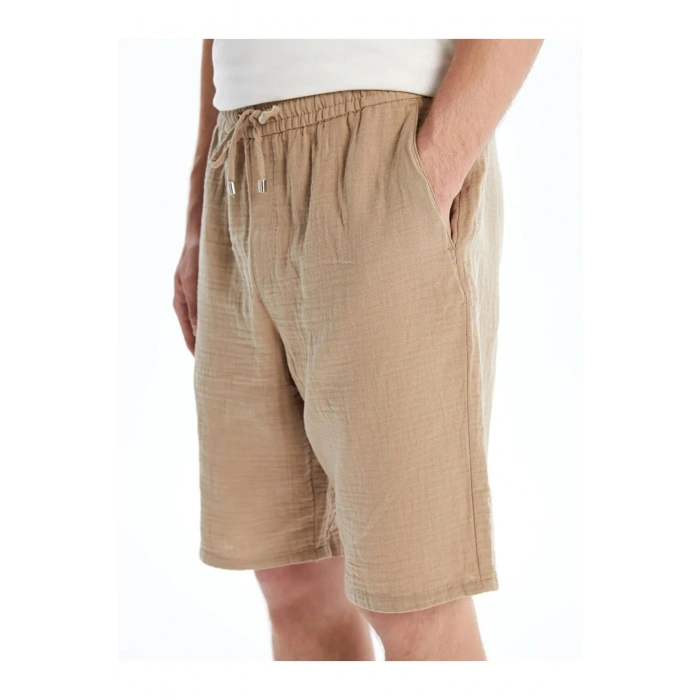 LCW Vision Bej Slim Fit Beli Bağlama Detaylı Erkek Şort