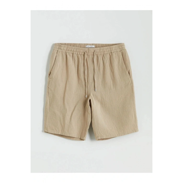 LCW Vision Bej Slim Fit Beli Bağlama Detaylı Erkek Şort