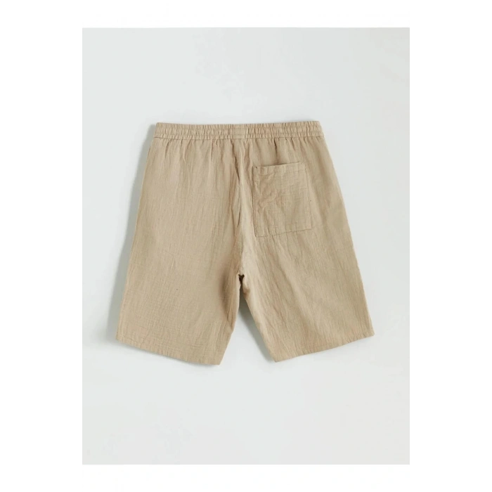 LCW Vision Bej Slim Fit Beli Bağlama Detaylı Erkek Şort