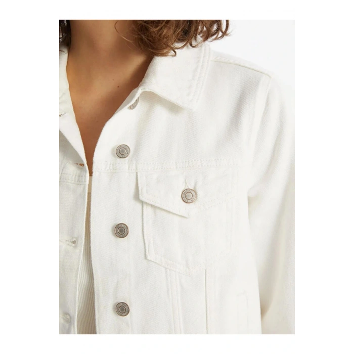 LCW Vision Beyaz Gömlek Yaka Kadın Jean Ceket
