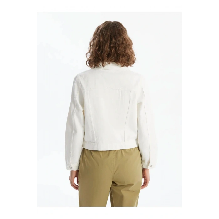 LCW Vision Beyaz Gömlek Yaka Kadın Jean Ceket