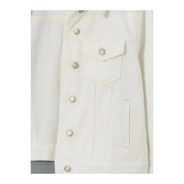 LCW Vision Beyaz Gömlek Yaka Kadın Jean Ceket