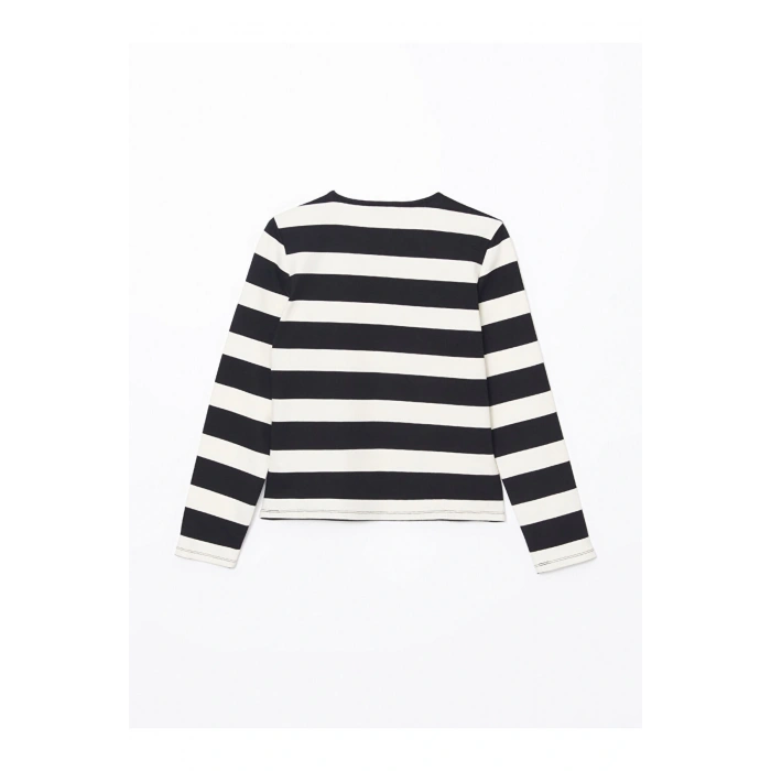 Lcw Vision Bisiklet Yaka Çizgili Kadın Tişört