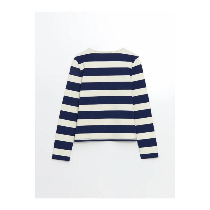 Lcw Vision Bisiklet Yaka Çizgili Kadın Tişört