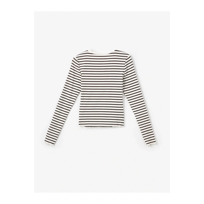 LCW Vision Bisiklet Yaka Çizgili Kadın Tişört