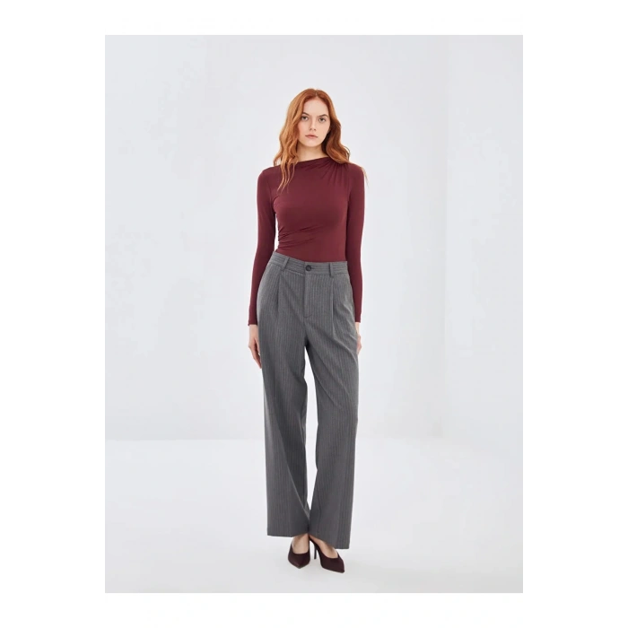 LCW Vision Bordo Dik Yaka Kadın Body